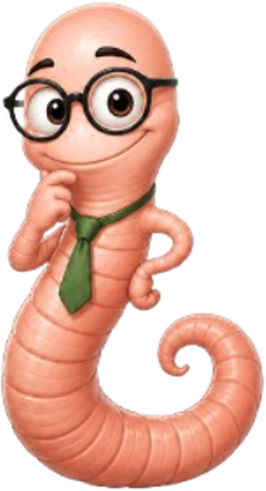 Professor Worm, relaxed, hand on chin